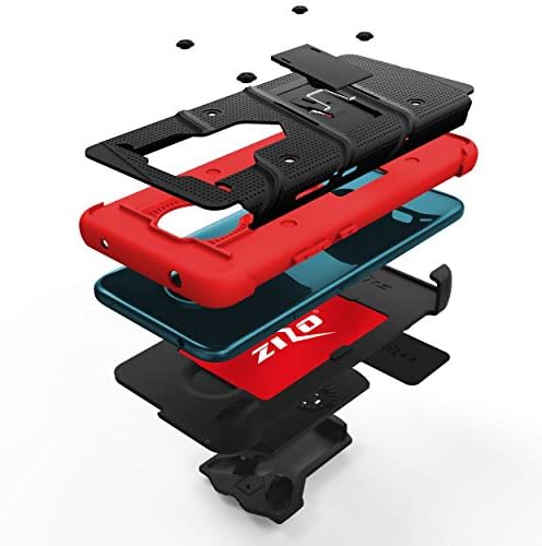 Ekran Koruyucu Kickstand Kılıf Kordon ile Nokia C5 Endi Kılıf için ZİZO Bolt Serisi-Siyah ve Kırmızı