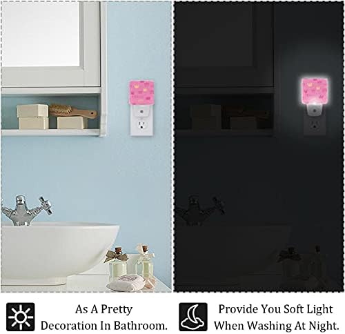 Pembe taç gece ışıkları kapalı, duvar dekoratif gece lambaları Yatak odası kreş bebek odası Plug-in LED