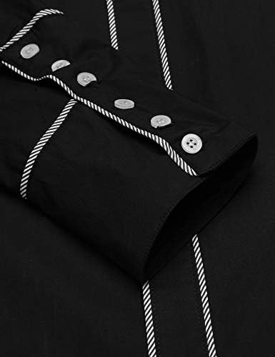 COOFANDY erkek Batı Gömlek Uzun Kollu Slim Fit Embroideres Kovboy Casual Düğme Aşağı Gömlek