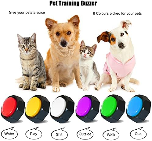 U-Lıkee 6 Renk Köpek Düğmesi Seti-Kaydedilebilir Düğme-Köpek Konuşma Eğitimi Zil Sesi-Kendi Mesajınızı Kaydedin ve Oynatın (Pil