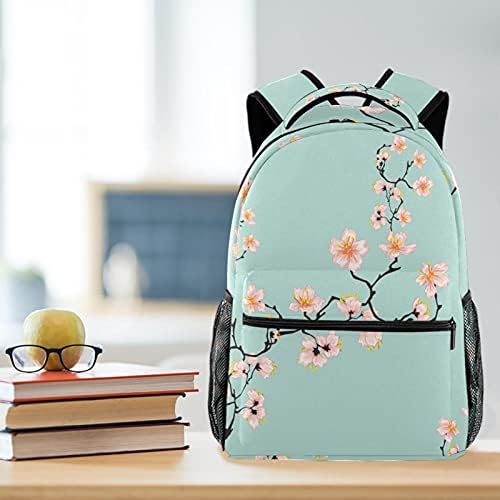 Gençler Kolej Sırt Çantası için Sırt çantası Mavi Kiraz Çiçeği Bookbag