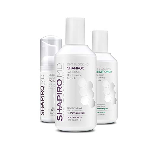 Şampuan, Saç Kremi ve Günlük Köpük (2 Ay)içeren Daha Kalın, Dolgun ve Sağlıklı Görünen Saçlar için Shapiro MD Doğal Saç Seti