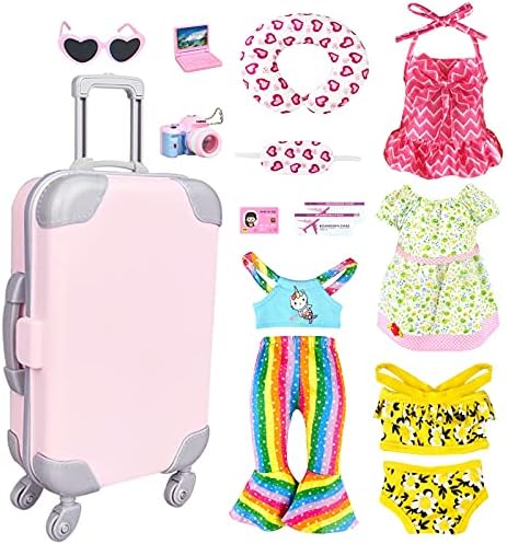 Amerikan oyuncak bebek Giysileri ve 18 İnç Bebek Aksesuarları-Kılıf Bagaj Seyahat Oyun Seti için 18 Bebek Seyahat Depolama, amerikan