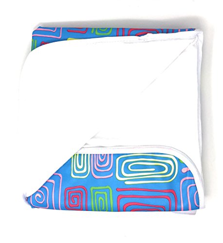 Tasarımcı Desen Ultra Yumuşak Yıkanabilir Büyük 29 x 29 İnkontinans Sandalye veya Yatak Pedi (Mavi Spiral)