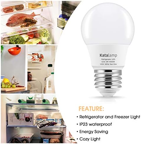 Katalamp LED Buzdolabı Ampul 40 W Eşdeğer A15 4000 K Doğal Beyaz 5 Watt Su Geçirmez Derece 40 Watt Eşdeğer E26 Orta Taban Dondurucu