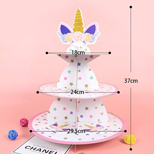 FUNZZY Unicorn Kek Standı Yaratıcı Kağıt Kek Raf Üç-Katmanlı Kek teşhir tepsisi Parti Malzemeleri için Doğum Günü Dekor
