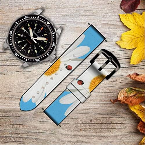 CA0553 Vintage Daisy Lady Bug Deri ve Silikon akıllı saat Band Kayışı Kol Saati Smartwatch akıllı saat Boyutu (22mm)