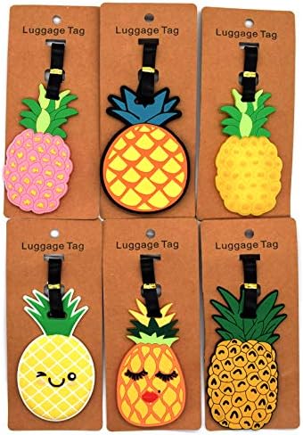AUEAR, Seyahat Bagaj Etiketleri Benzersiz Ananas Silikon KIMLIK Etiketleri Etiketleri Adı Kart Sahipleri için Bavullar (6-Pack)