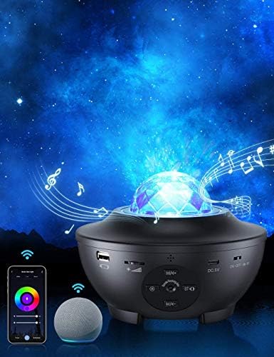 Galaxy Projektör Yıldız Projektör, Müzik Hoparlörlü Yatak Odası için Yıldız ışığı Projektörü, Zamanlayıcılı Işıklık Gece Lambası,