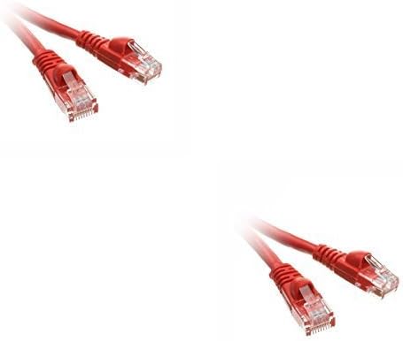Cat5e Ethernet Yama Kablosu, Takılmayan/Kalıplanmış Önyükleme, 5 Ayaklar, Kırmızı, 2 Paket