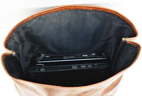 Satchel ve Fable Erkekler Deri Vintage Roll on Laptop sırt çantası Sırt çantası çanta Kahverengi