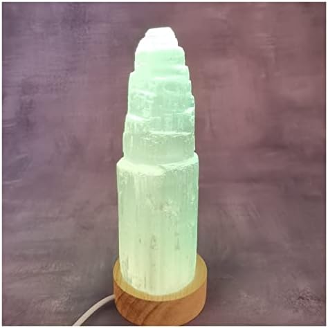 YSJJAXR Doğal Kristal Kaba 1 adet Beyaz Alçı Gökdelen Kale Kuleleri Alçı Kristal Noktası (Yedi Renkli ışık Tabanı İçerir) (Boyut