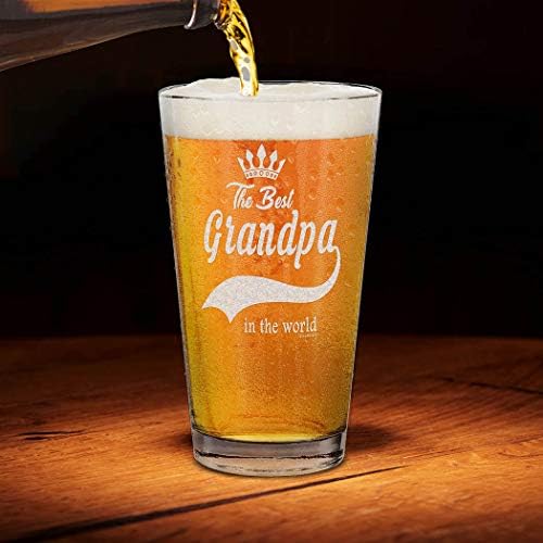 Shop4Ever Dünyanın En İyi Büyükbaba Lazer Kazınmış Bira Bardağı Cam Büyükbaba Cam