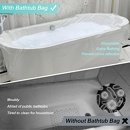 EZİAHİSH Tek Kullanımlık Küvet Kapağı 12 Adet Büyük (102 × 47'), Seyahat ve Ev için Plastik Küvet Çantası Astarı, Banyo Küvetleri