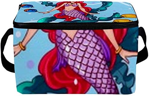 Sızdırmaz Öğle Yemeği Kutusu, Yalıtımlı Bento Kutusu Erkekler Kadınlar için Yetişkin, Kullanımlık Öğle Kova Omuz Askısı ile Mermaid