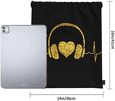 İpli sırt çantası kalp atışı kulaklık aşk müzik hediye dize çanta Sackpack spor salonu alışveriş spor Yoga için