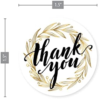 Easykart Teşekkür Ederim Etiket Etiket 1.5 Yuvarlak Altın Varaklı Doğum Günleri, Düğünler, Eşantiyonlar, Gelin Duşları için Rulo