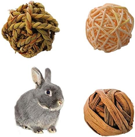 XİAMİAO Küçük Hayvan Aktivite Oyun Çiğnemek Oyuncaklar, Tavşan Çiğnemek Topu Rattan Topları Dokuma Çim Oyun Topu Oyuncak (Su
