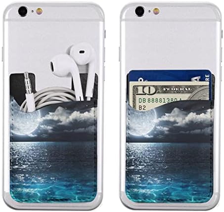 Deniz ve Ay Telefon kartı tutucu Cep Telefonu Sopa Kart Cüzdan Kol Cep Telefonu Geri Sopa Cüzdan