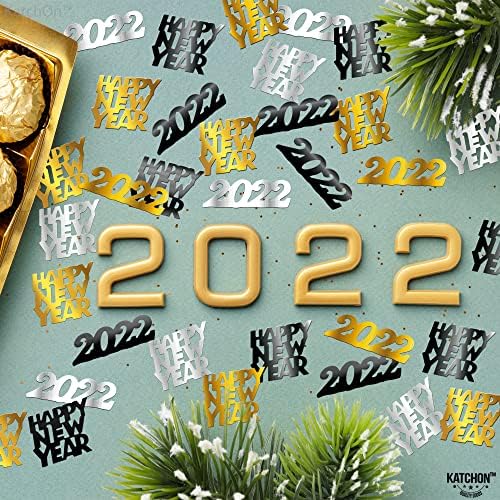 Siyah, Altın, Gümüş Yeni Yıl Konfeti-1.8 Ons 2022 Konfeti / Parlak 2022 Konfeti NYE Süslemeleri / Yeni Yılınız Kutlu Olsun Konfeti