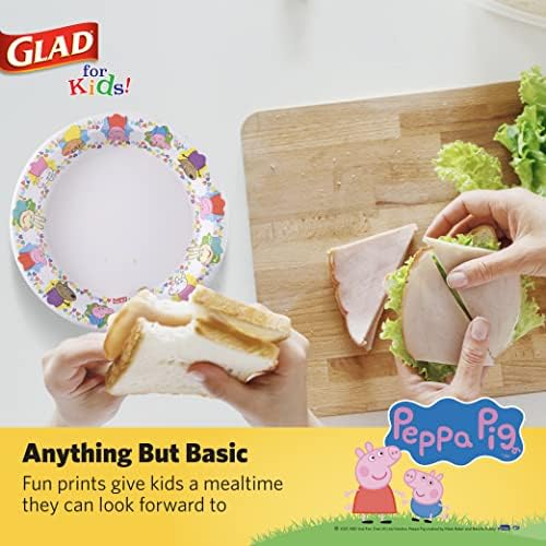 Çocuklar için sevindim 7 inç Peppa Pig Arkadaşlar Kağıt Tabaklar, 20 Ct | Peppa Pig Karakterli Tek Kullanımlık Kağıt Tabaklar