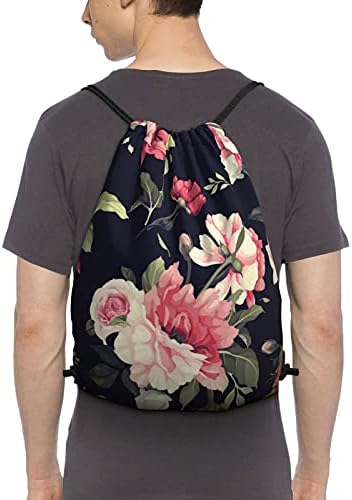 Vintage çiçek ipli sırt çantası seyahat spor spor çanta kadın erkek için