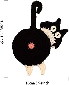 Kedi Popo Bardak, 4 İçecekler için Set Komik El Yapımı Tığ Kedi Dekor Hediyeler için Kedi Sevgilisi, Peeking Kedi Popo İçecekler