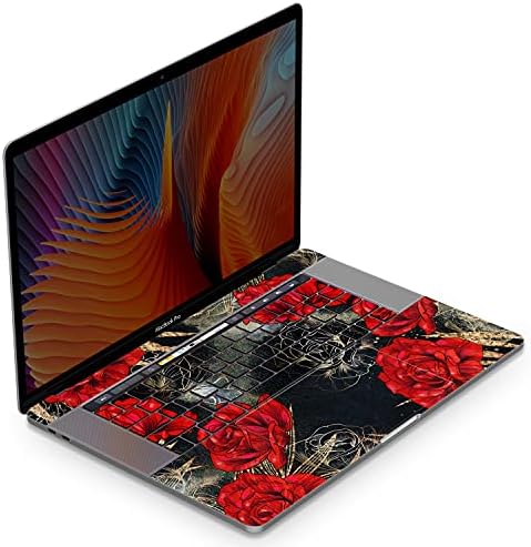 Mertak Vinil Cilt ile Uyumlu MacBook Hava 13 inç Mac Pro 16 15 14 12 2021 2020 2019 2018 2017 Kırmızı Çiçekler Zarif Dizüstü