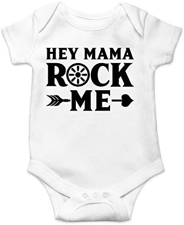 Hey Mama Rock Me-Komik Ülke Şarkıları Kıyafetler-Sevimli Bebek Tek Parça Bebek Bodysuit