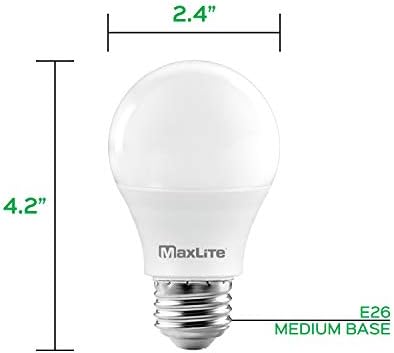 MaxLite A19 LED Ampul, Kapalı Fikstür Anma, 40 W Eşdeğeri, 450 Lümen, Kısılabilir, E26 Orta Taban, 2700 K Yumuşak Beyaz, 12 Paket