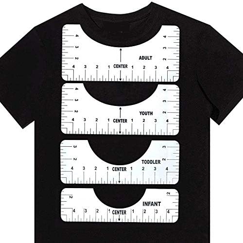 4 ADET T-Shirt Hizalama Aracı, Moda Dikiş Merkezi Tasarımı Yapmak için T-Shirt Cetvel Kılavuzu Aracı, Gömlek Üzerine Vinil ve