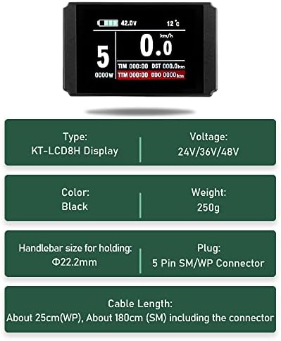 LECHEN Ebike Dönüşüm Kiti Aksesuarları KT-LCD8H Ekran ile WP Fiş Renkli Ekran için KT Kontrol Sistemi için Elektrikli Bisiklet