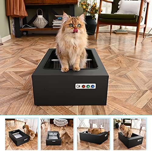 Otomatik Kedi kum kabı, Akıllı Temizleme Pet kedi kum kabı Akıllı Pet Kürek Poop Aracı, İçerir 3 Kutu Kristal Kedi Kumu,Anti-Sopa