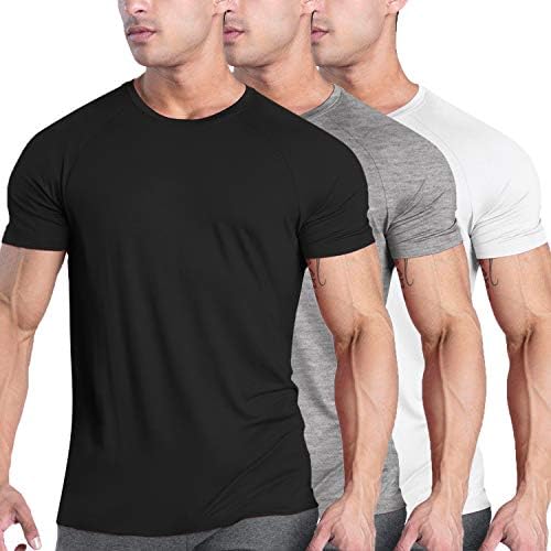 COOFANDY erkek 3 Paket Egzersiz T Shirt Kısa Kollu Spor Vücut Geliştirme Kas Gömlek Baz Katman Tee Tops