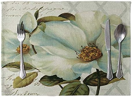 bjlongyı Vintage Çiçek Baskılı Placemat Keten Tablewear Pad Ev Yemek masa süsü-4