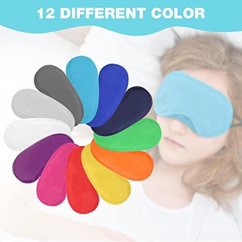 12 Parça Renkli Göz Maskesi Kapak Hafif Körü Körüne Uyku Maskesi Burun Pedi ve Elastik Sapanlar ile Çocuklar için Kadın Erkek,