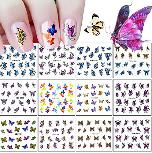 240 Güzel Kelebekler Tırnak Sanat Çıkartmaları