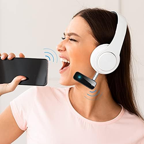 Araba için JXTZ Aux Bluetooth Adaptörü, Araba Ev Stereo Sistemi ve Kulaklıklar için Bluetooth 5.0 Müzik Ses Alıcısı, Eller Serbest