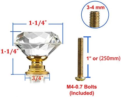 25 pcs Altın Cam dolap Kolları Kristal Çekmece Pulls Temizle 30mm Elmas için Mutfak, banyo dolabı, Dresser ve Dolap tarafından