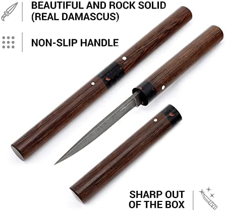 Nazarov Bıçaklar Küçük Özel Sabit Bıçak Bıçak Pike-Gerçek Şam Çelik El Yapımı Bıçak-Venge Ahşap Kolu-Ahşap Kılıf