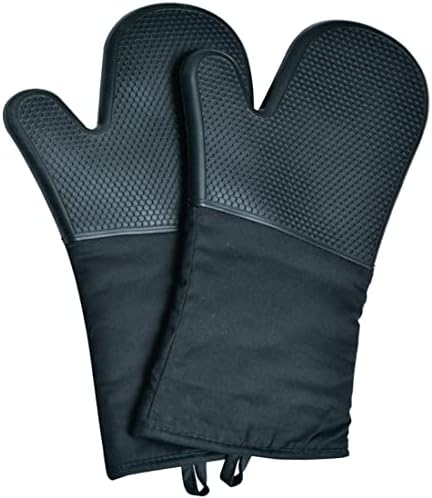 YZEECOL fırın eldiveni pişirme silikon ısıya dayanıklı eldivenler güvenli mutfak ızgara mikrodalga fırın eldiveni siyah