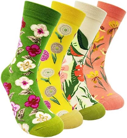 Bayan Renkli Elbise Mürettebat Çorapları-HSELL Çiçek Van Gogh Funky Desenli Rahat Pamuklu Çoraplar