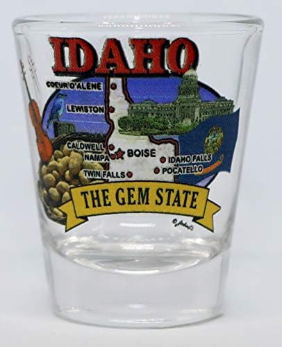 Idaho Eyalet Elemanları Haritası Shot Glass