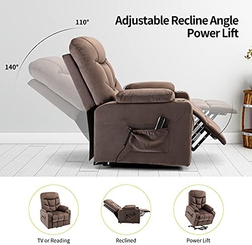 SMAX Güç Recliner Sandalye ile Yaşlı için Prim Kadife Kumaş Oturma Odası Asansör Sandalye Elektrikli Recliner Powered by OKİN