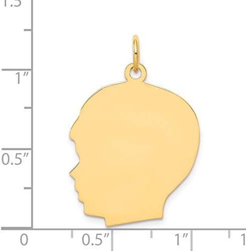 Mireval 10k Sarı Altın Düz Büyük .018 Ölçer Bakan Sol Engravable Boy Başkanı Charm (20x30mm)