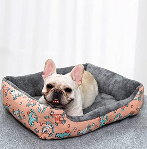 WDXİN Dayanıklı köpek Yatağı Makinede Yıkanabilir Kare Peluş köpek yatağı, Rahat Yavru köpek Yatağı, Muti-Size (S, Pembe)