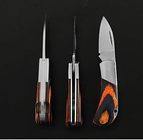 Fon Alley mini bıçak anahtarlık Çok amaçlı Mini renkli ahşap bıçak dış ortam aracı katlanır bıçak (Renkli Ahşap)