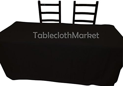6 Ayaklar Masa Örtüsü AÇ GERİ Gömme Polyester Masa Örtüsü Düğün Ziyafet Fuar Standında Dj Siyah
