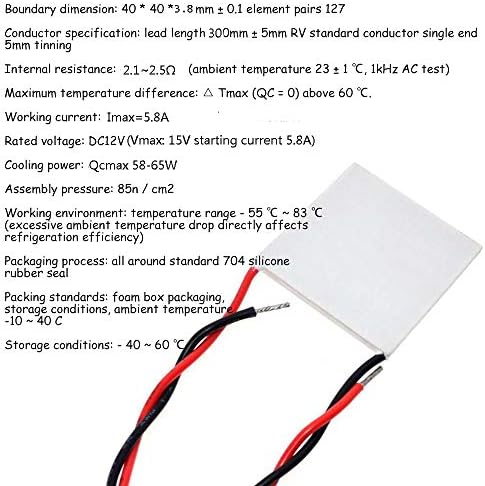 Acxico 10 Adet TEC1-12706 Yarıiletken Soğutma Tabletleri Soğutucu Termoelektrik Soğutucu Soğutma Peltier Plaka Modülü 40x40MM
