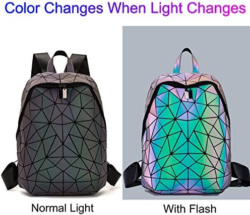 Geometrik sırt çantası holografik aydınlık sırt çantaları yansıtıcı çanta Luminesk İrredescent sırt çantası